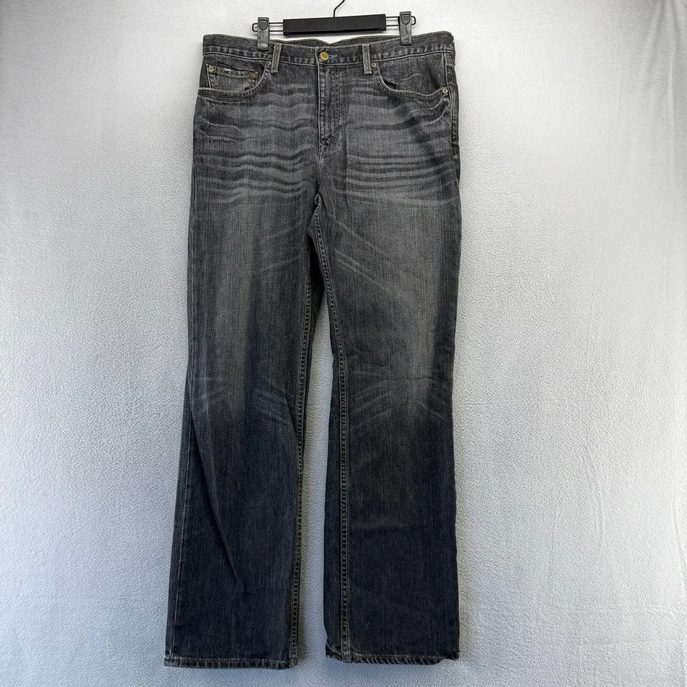 Vintage Banana Republic Jeans Mens 35x32 Black Faded Straight Whisker Honeycomb